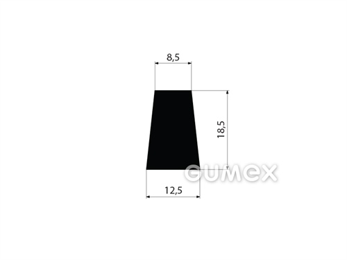 "Trapezförmiges" Gummiprofil, 18,5x12,5/8,5mm, 70°ShA, EPDM, -40°C/+100°C, schwarz, 